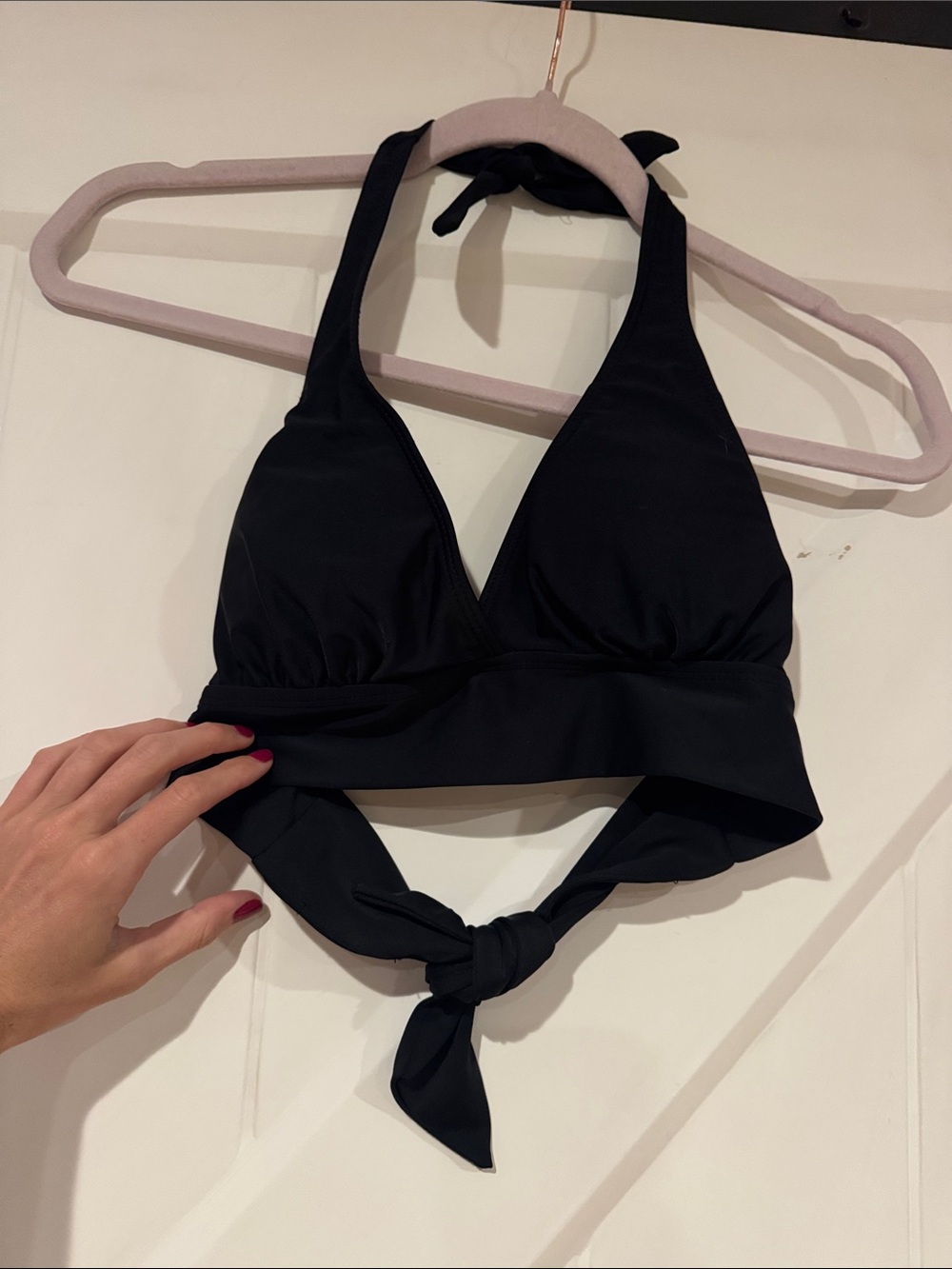 Black Halter Tie-Back Bikini Top